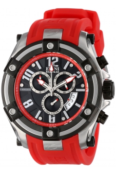 Men's Gladiator Chronograph Black Dial Red Silicone Watch