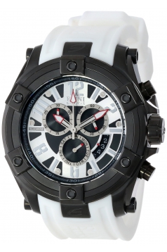 Men's Gladiator Chronograph Black and Silver Dial White Silicone Watch