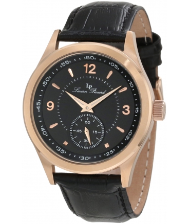 Lucien Piccard Men's 11606-RG-01 Grande Casse Black Dial Black Leather Watch