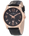 Men's Adamello Black Textured Dial Black Leather Watch