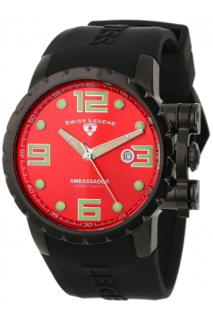 Men's Ambassador Red Dial Black Silicone Watch