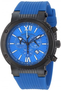 Men's Legato Cirque Chronograph Blue Textured Dial Blue Silicone Watch