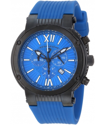 Swiss Legend Men's 10006-BB-03 Legato Cirque Chronograph Blue Textured Dial Blue Silicone Watch