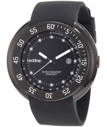 red line Men's 50039-BB-01 Driver Black Dial Black Silicone Watch