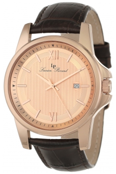 Men's Breithorn Rose Tone Textured Dial Brown Leather Watch