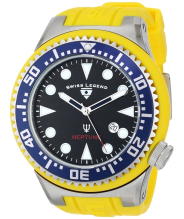 Swiss Legend Men's 21818D-03 Neptune Collection Stainless Steel Yellow Rubber Watch