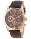 Lucien Piccard Men's LP-12356-RG-04 Mulhacen Chronograph Brown Textured Dial Brown Leather Watch
