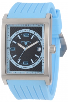 Men's Limousine Black Textured Dial Light Blue Silicone Watch