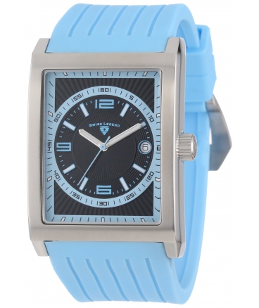 Swiss Legend Men's 40012-01-BBLA Limousine Black Textured Dial Light Blue Silicone Watch