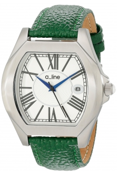 Women's AL-80008-02-D-GN Adore Silver Dial Green Leather Watch