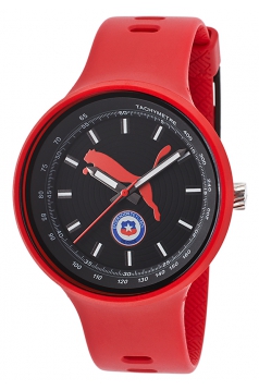 Men's Tachymetre Red Silicone Strap Watch