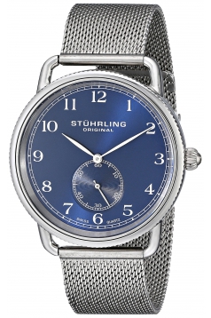 Men's Classique Swiss Quartz Blue Dial Stainless Steel Mesh Watch