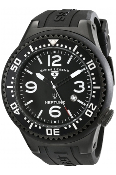 Men's Neptune Collection Black Textured Rubber Watch
